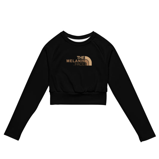 The Melanin Face - long-sleeve crop top (White)